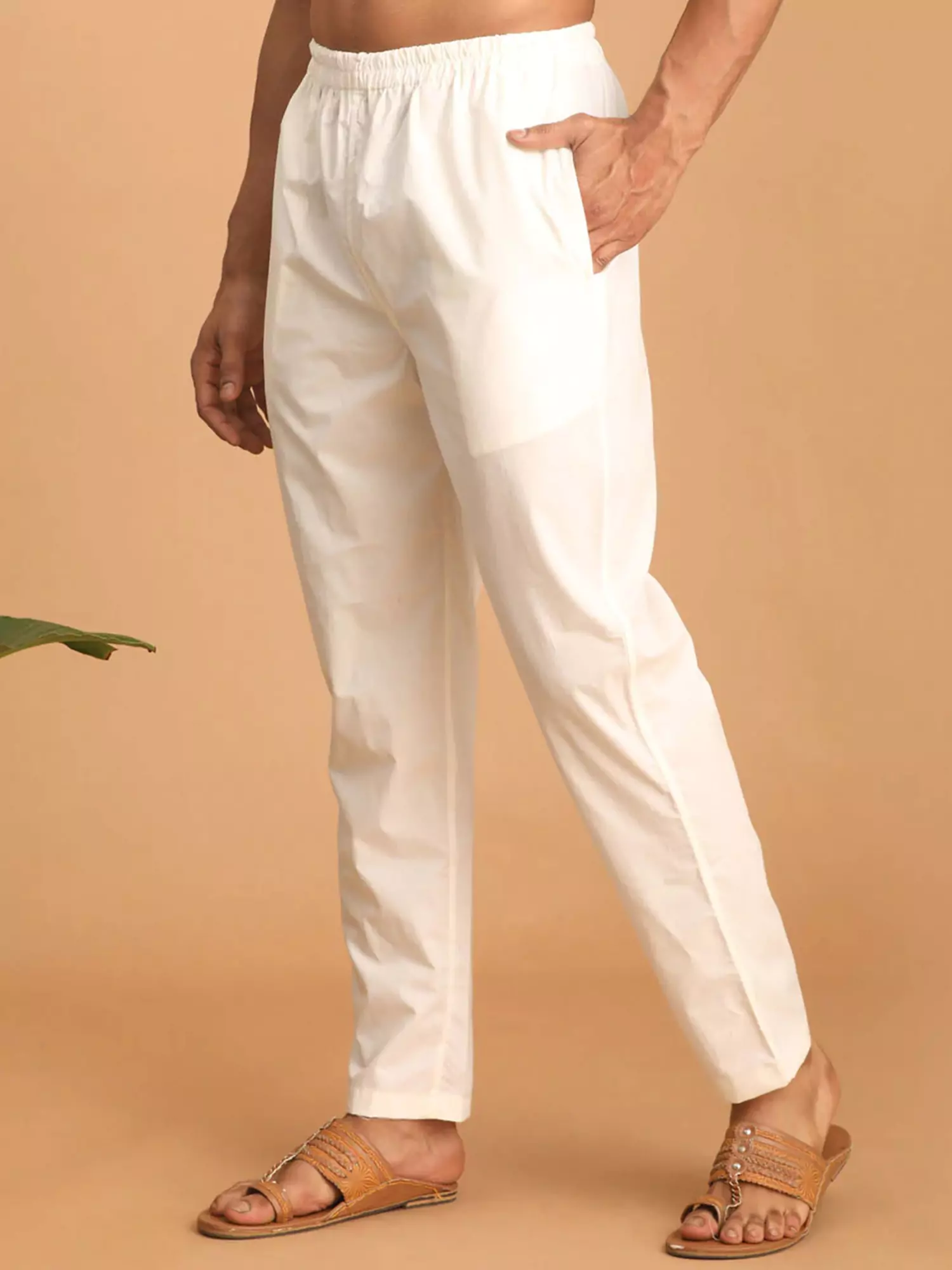 Men's White Cotton Pant Style Pyjama